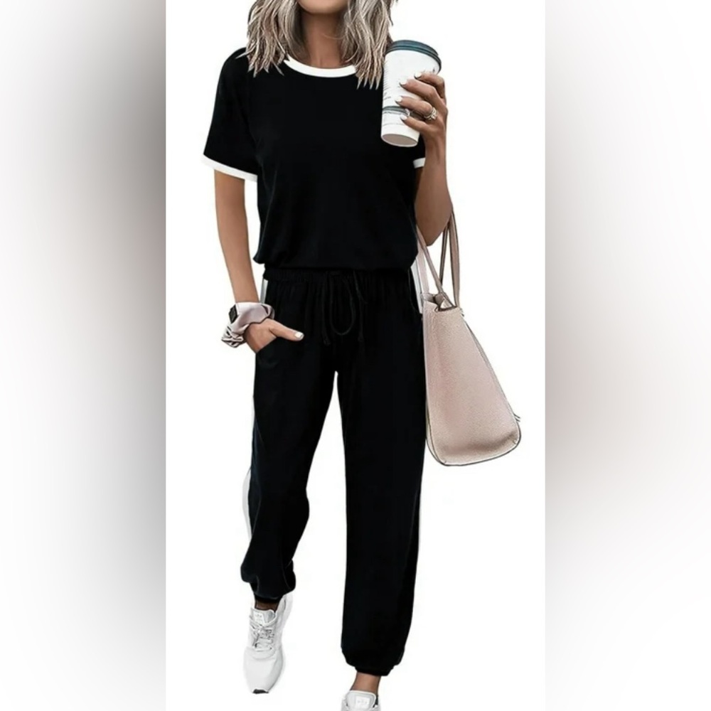 Womens Casual Summer 2 Piece Jogger Outfit - Medium